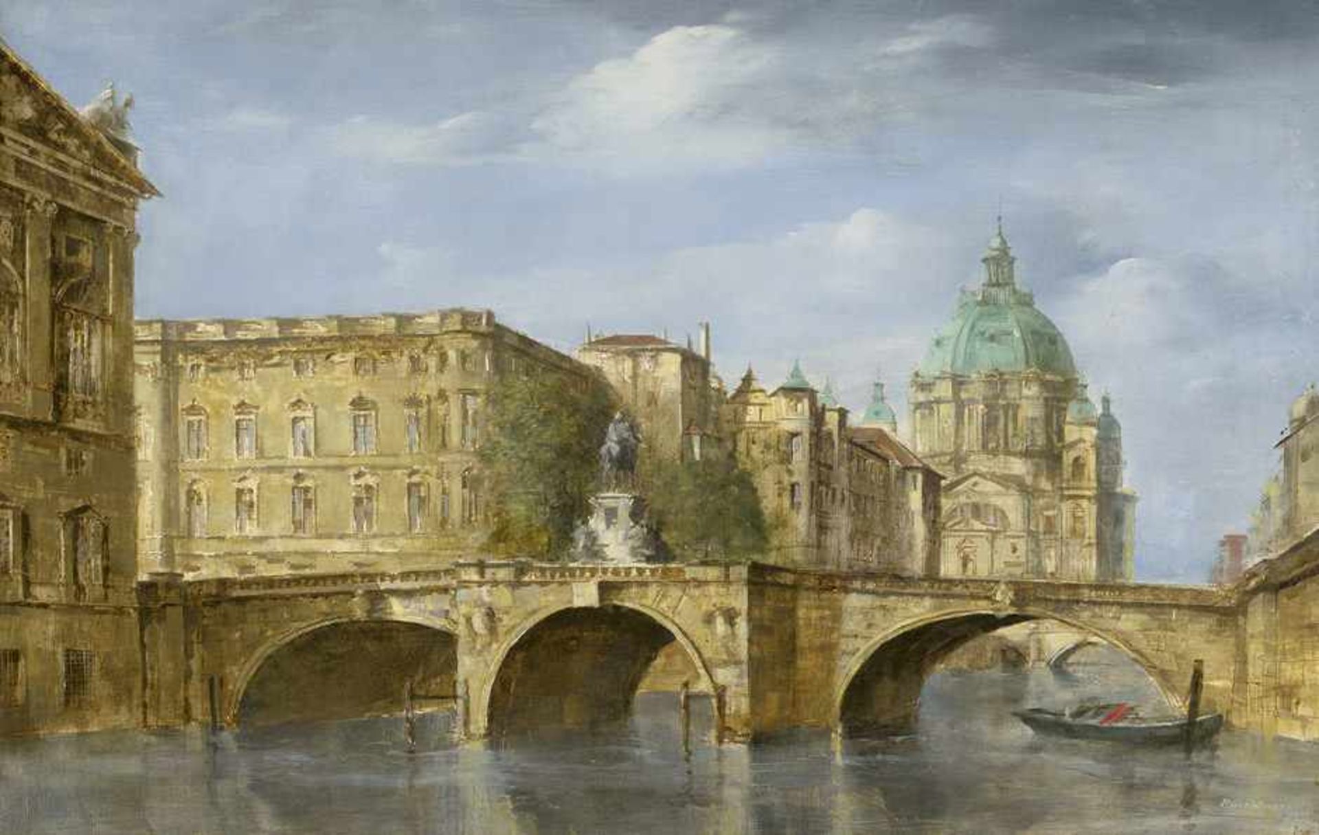 Pallmann, Peter Götz: Ansicht der Berliner Kurfürstenbrücke mit Neuem Marstall, Schloss und - Bild 2 aus 2