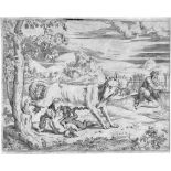 Angolo, Giovanni Battista d': Romulus und RemusRomulus und Remus. Radierung nach Giulio Romano. 22,6