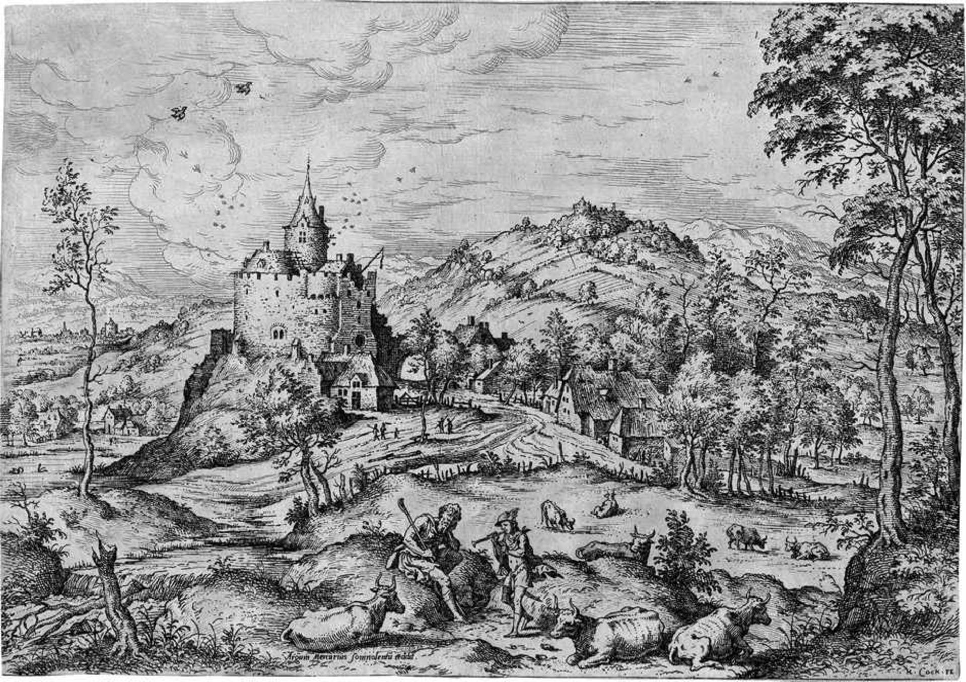 Cock, Hieronymus: Die Landschaft mit Merkur und ArgusDie Landschaft mit Merkur und Argus.