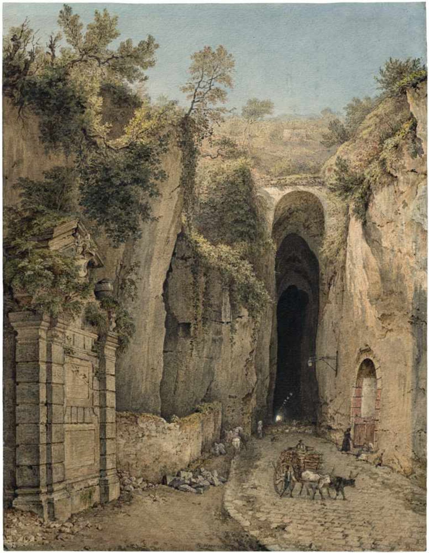 Horner, Friedrich: Der Eingang zur Grotta di PozzuoliDer Eingang zur Grotta di Pozzuoli.Aquarell