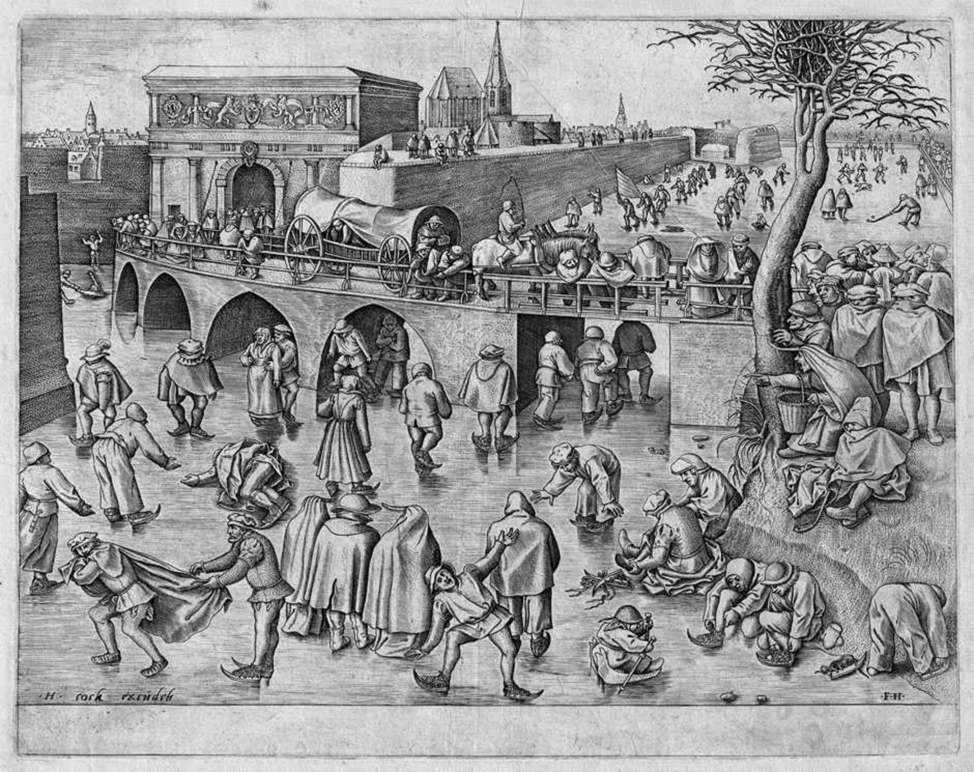 Bruegel d. Ä., Pieter - nach: Schlittschuhläufer am St. Georgstor in Antwerpen[^] nach.