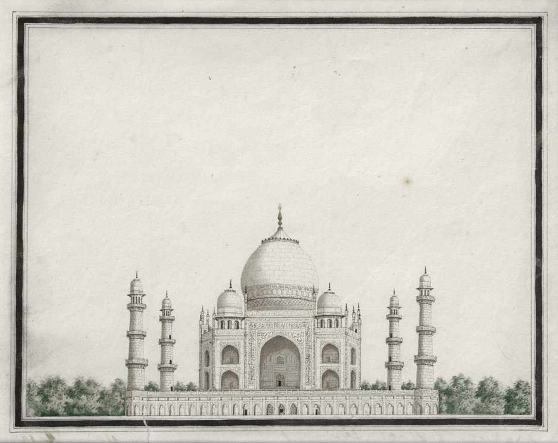 Englisch: 19. Jh. Ansicht des Taj Mahal in Agra19. Jh. Ansicht des Taj Mahal in Agra; Innenansicht
