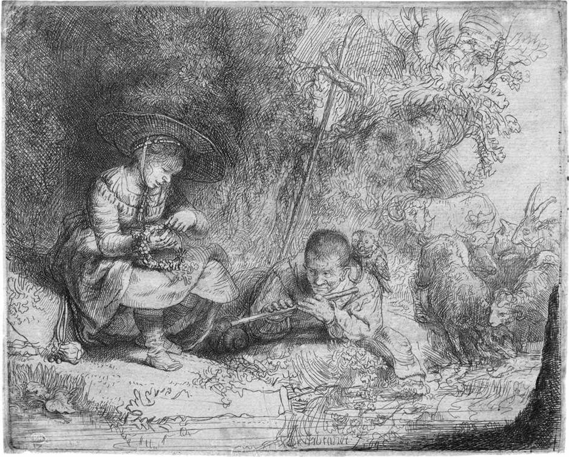 Rembrandt Harmensz. van Rijn: Der FlötenspielerDer Flötenspieler ("Het Uilespiegeltje").
