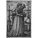 Beham, Hans Sebald: Die Dame und der TodDie Dame und der Tod. Radierung. 8 x 5,3 cm. 1541. B. 149,