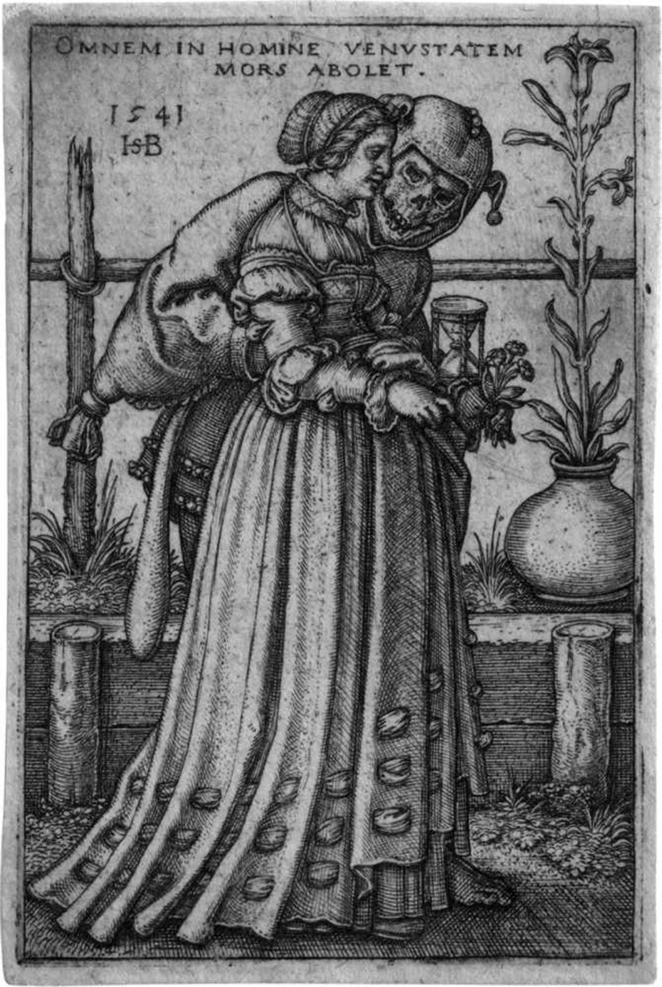 Beham, Hans Sebald: Die Dame und der TodDie Dame und der Tod. Radierung. 8 x 5,3 cm. 1541. B. 149,