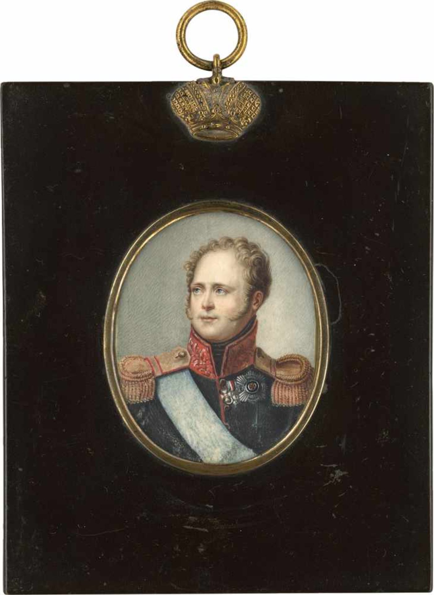 Russisch: 1. Hälfte des 19. Jahrhunderts. Bildnis des Zaren Alexander I. von Russland in Uniform mit