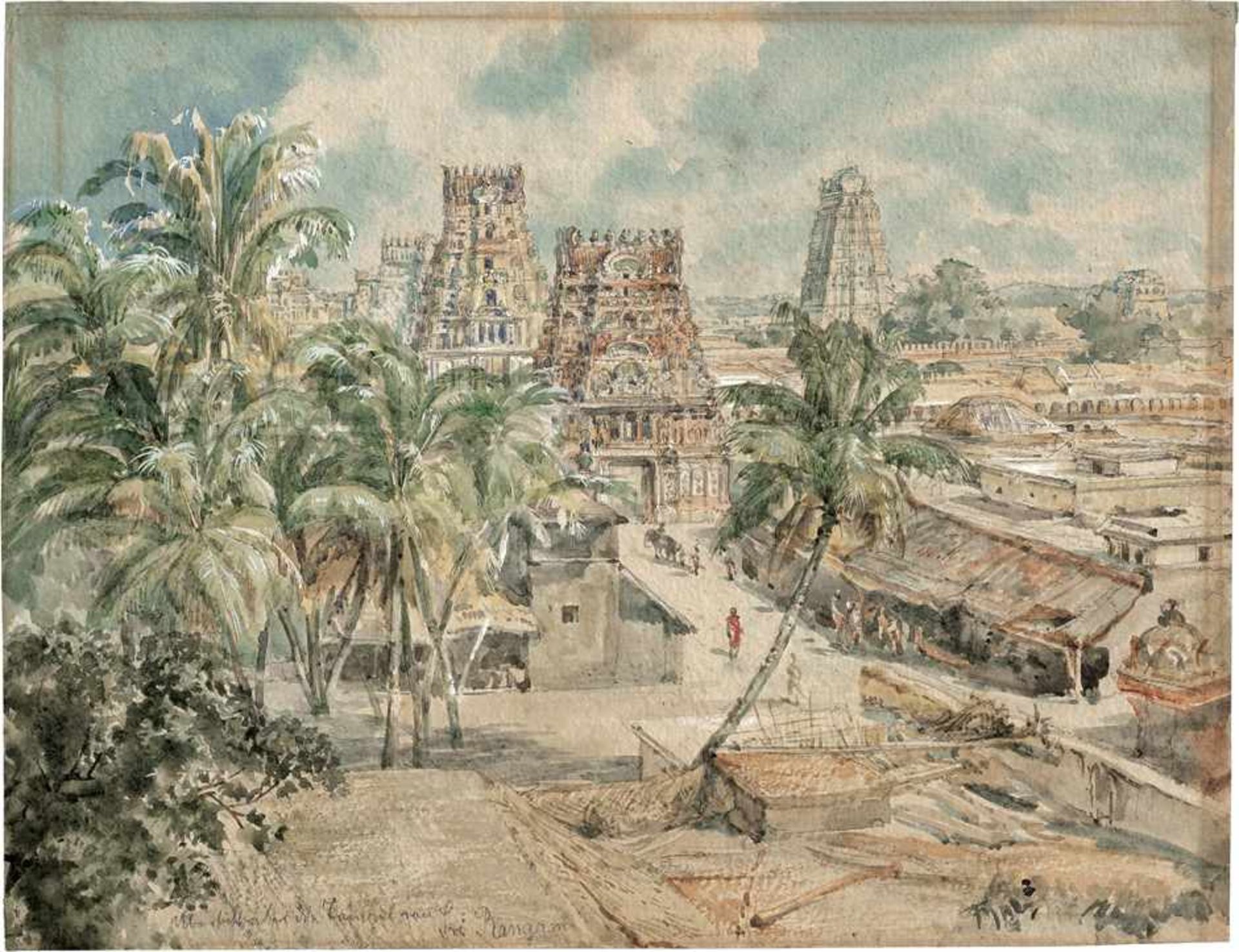 Deutsch: 19. Jh. Die hinduistischen Tempel von Srirangam in Südindien19. Jh. Die hinduistischen