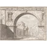 Gonzaga, Pietro: Ein ArchitekturcapriccioEin Architekturcapriccio. Feder und Pinsel in Grau. 21,5