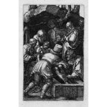 Dürer, Albrecht: GrablegungDie Grablegung. Kupferstich. 11,7 x 7,4 cm. 1512. B. 15, Meder 15 a-b (