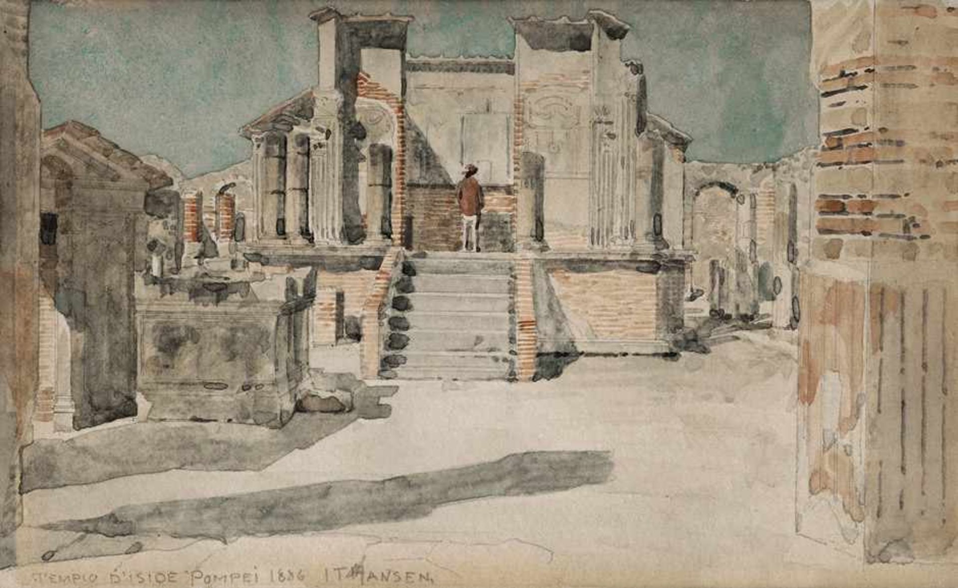 Hansen, Joseph Theodor: Ansicht des Tempio di Iside in PompejiAnsicht des Tempio di Iside in