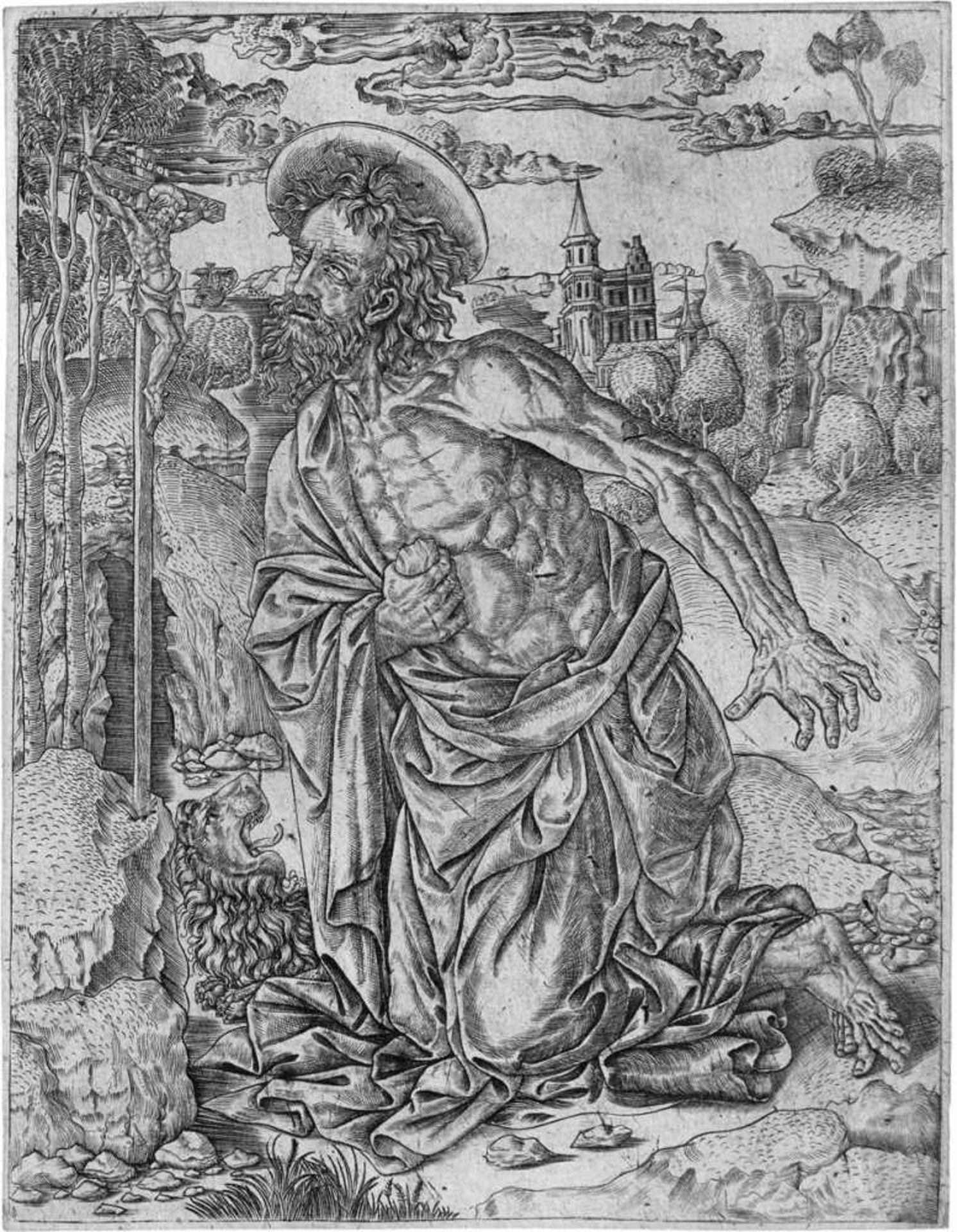 Florentinisch: um 1500. Der hl. Hieronymusum 1500. Der hl. Hieronymus. Kupferstich. 22,3 x 17,2