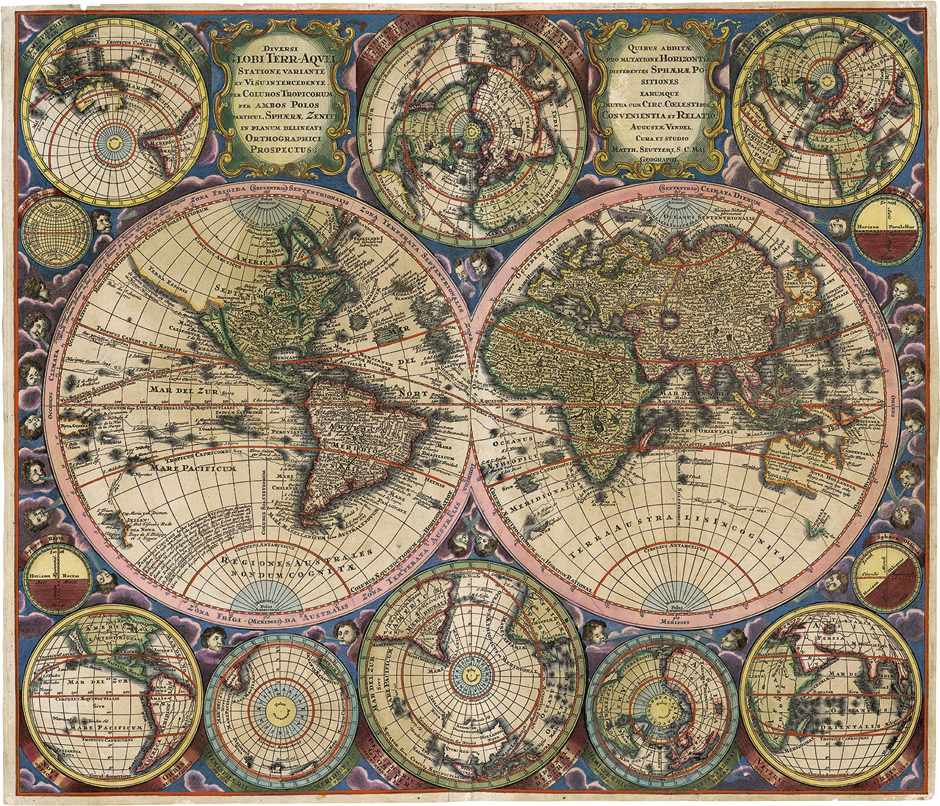 Seutter, Matthäus: Doppelhemisphäre der WeltDoppelhemisphäre der Welt: "Diversi Globi Terr-Aquei