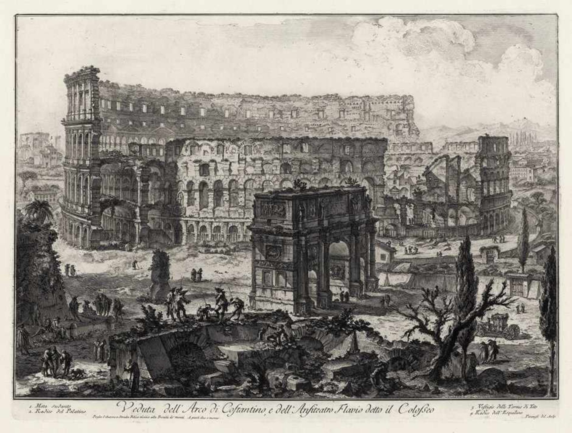 Piranesi, Giovanni Battista: Veduta dell' Arco di Costantino, e dell' Anfiteatro Flavio detto il