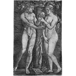 Beham, Hans Sebald: Adam und EvaAdam und Eva. Kupferstich. 7,9 x 5,1 cm. B. 5, Pauli 5, Hollstein
