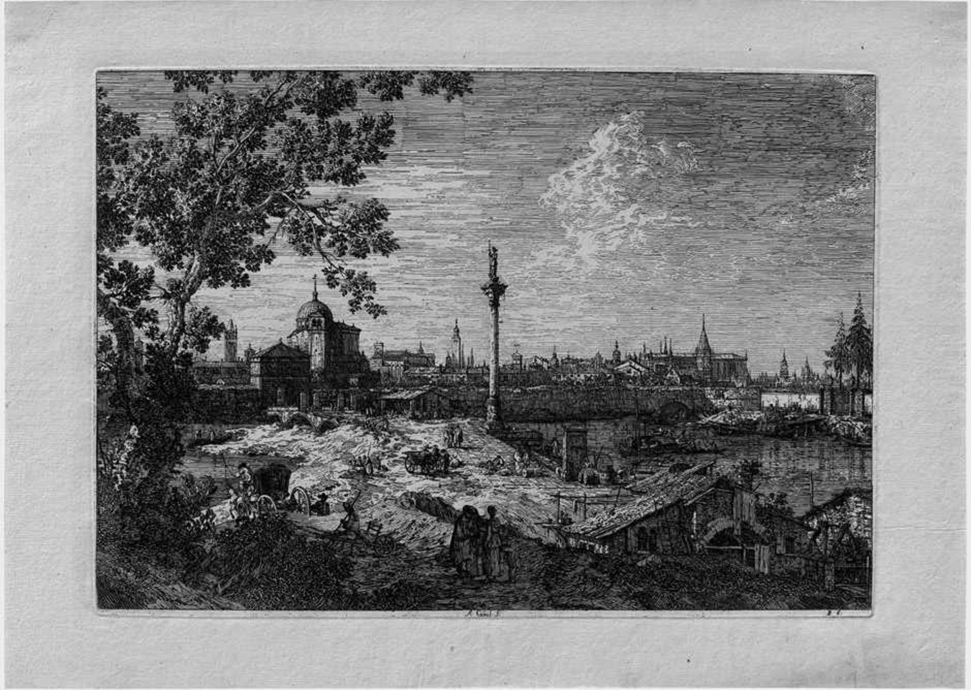 Canaletto: Imaginäre Ansicht von PaduaImaginäre Ansicht von Padua. Radierung. 30,3 x 42,7 cm. De