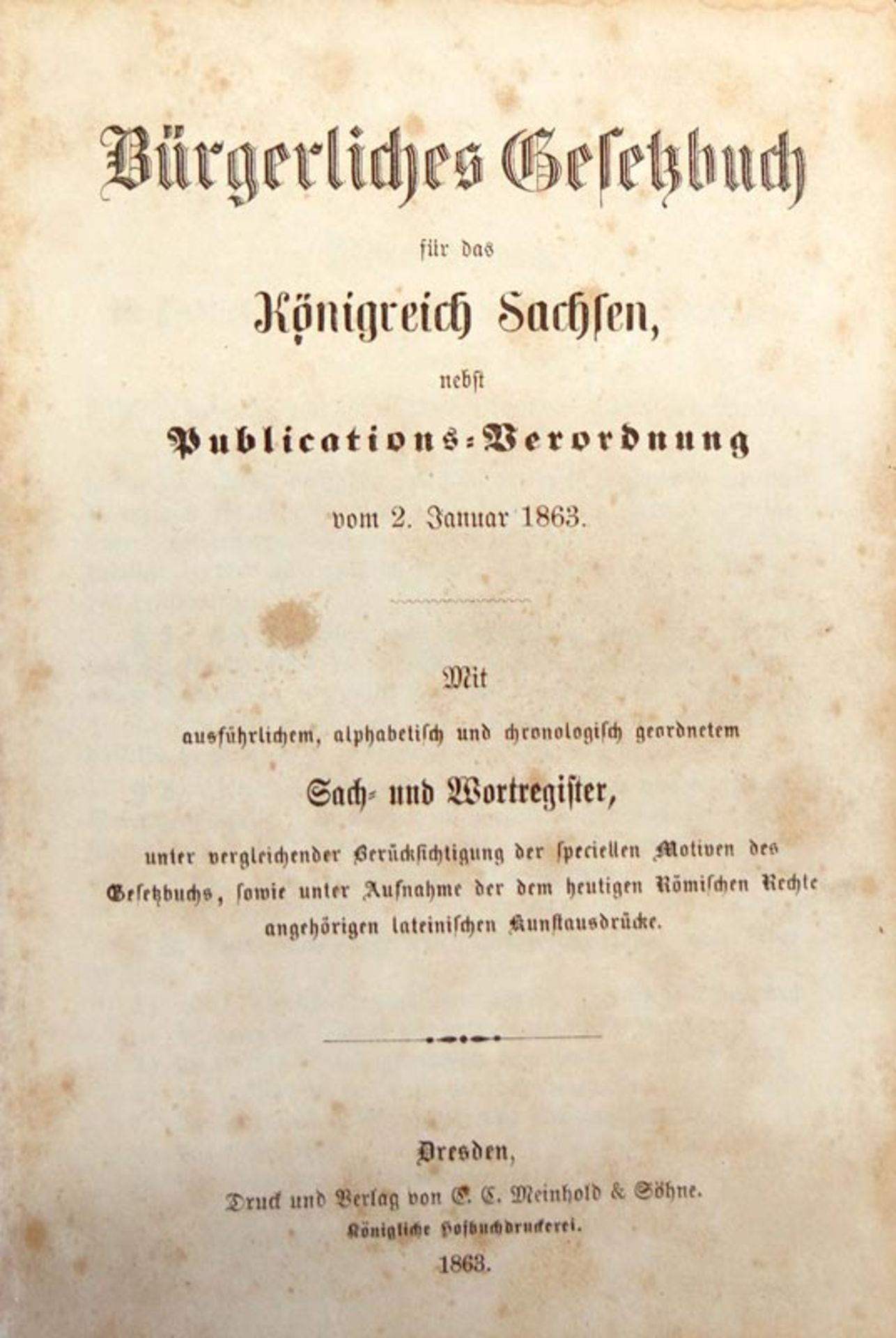 Bürgerliches Gesetzbuch: für das Königreich Sachsen