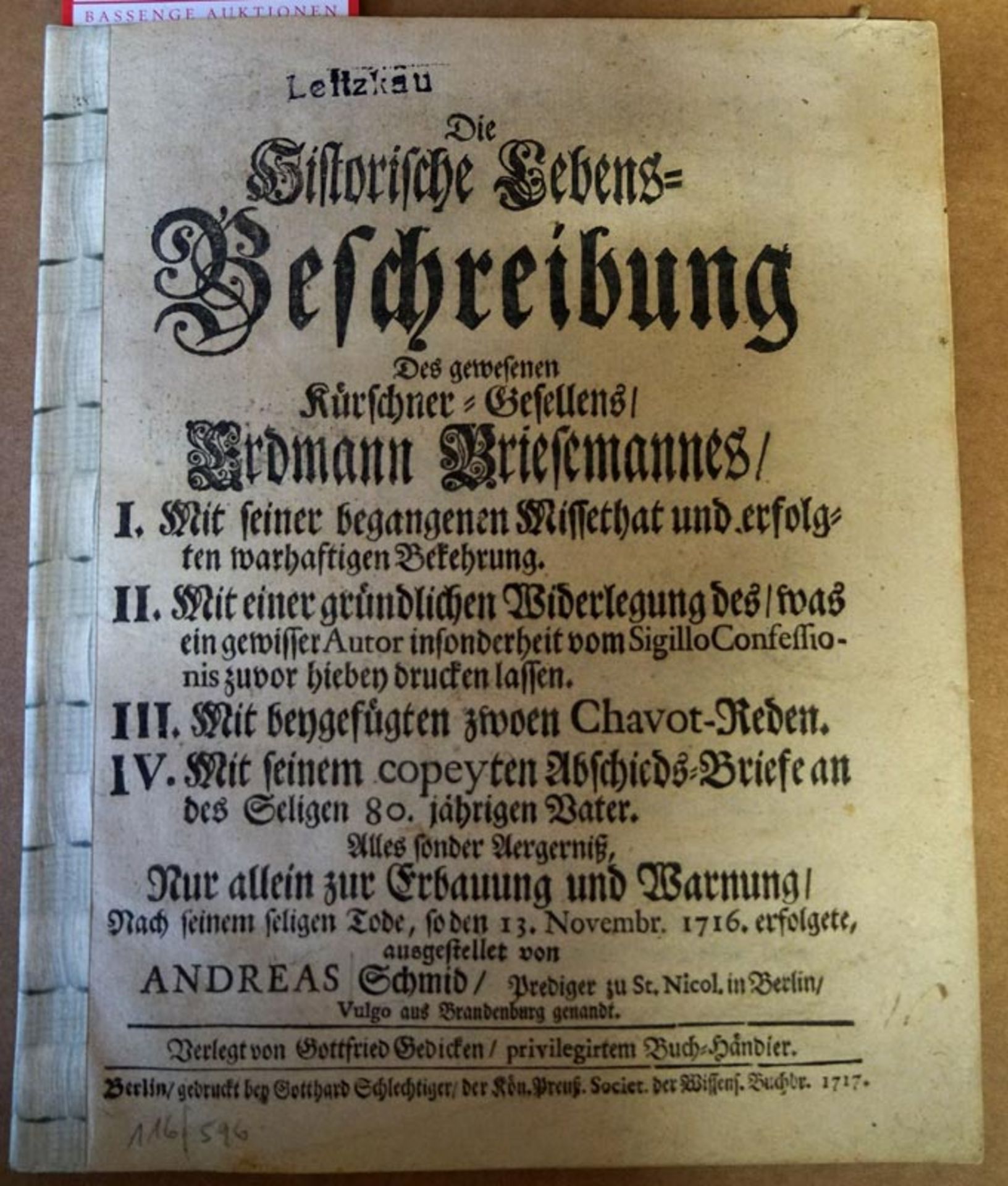 Schmidt, Andreas: Die Historische Lebens-Beschreibung