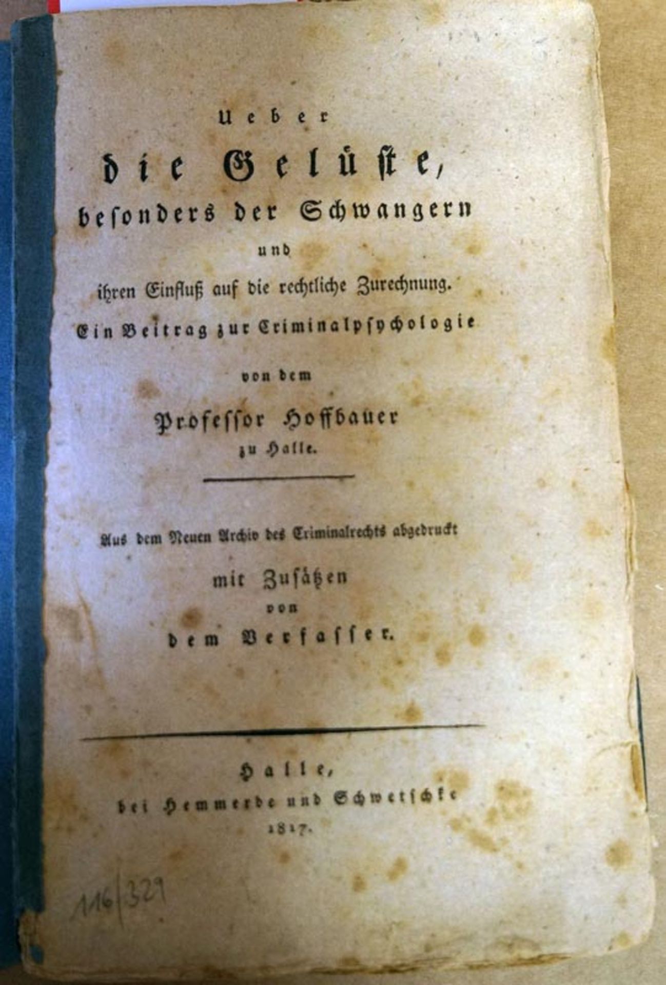 Hoffbauer, Johann Christoph: Ueber die Gelüste, besonders der Schwangern