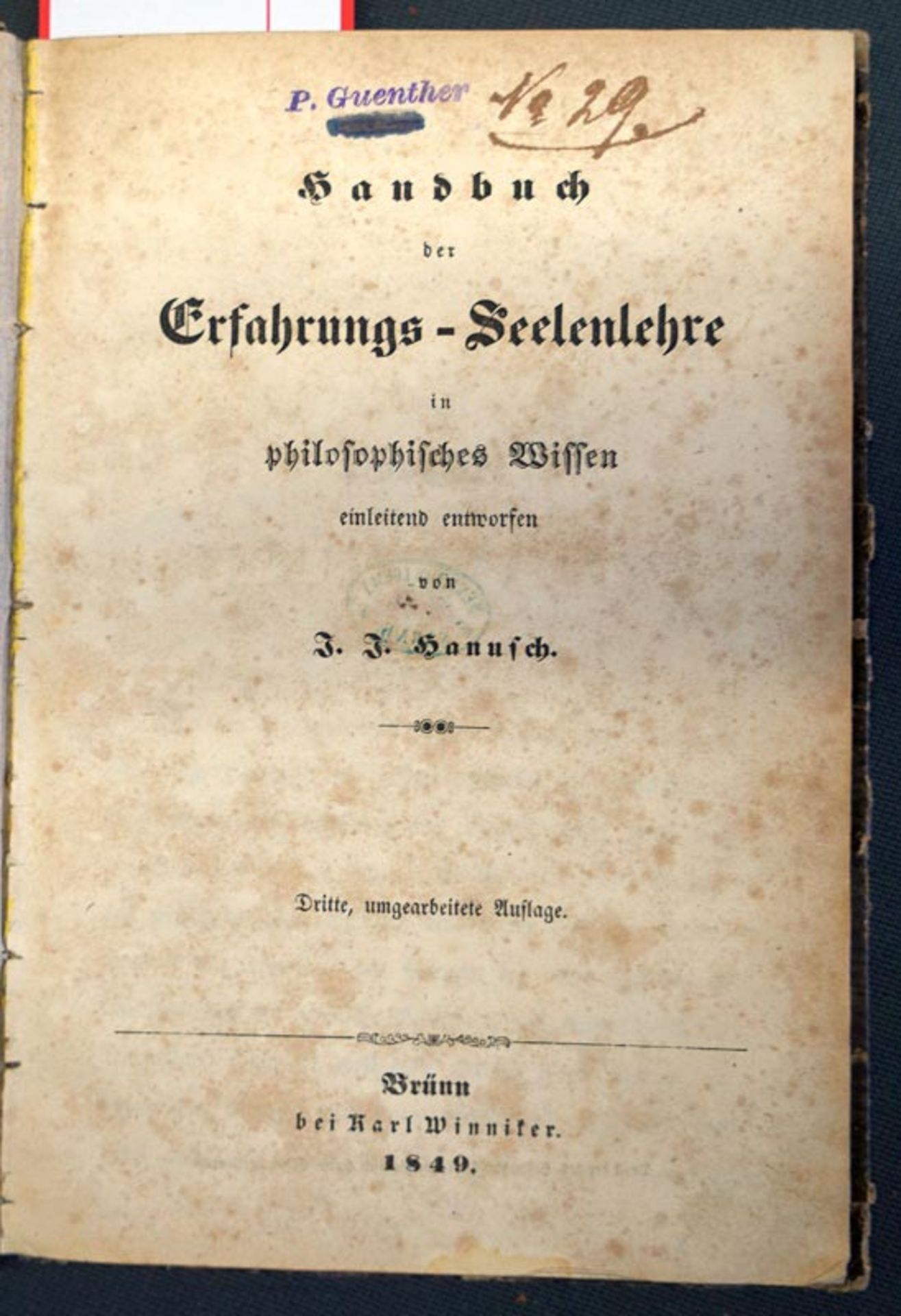 Hanus, Ignác Jan: Handbuch der Erfahrungs-Seelenlehre in philosophisches Wissen einleitend