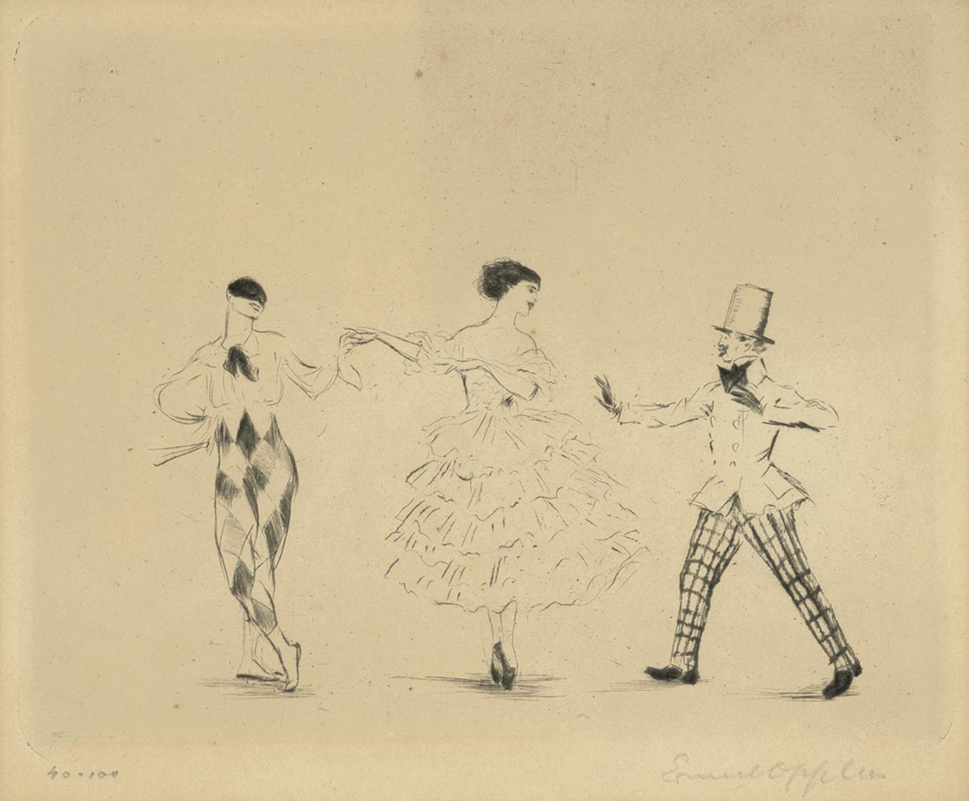 Oppler, Ernst und Nijinsky, Vaslav : Vaslav Nijinsky, Tamara Karsavina und Enrico Cecchetti