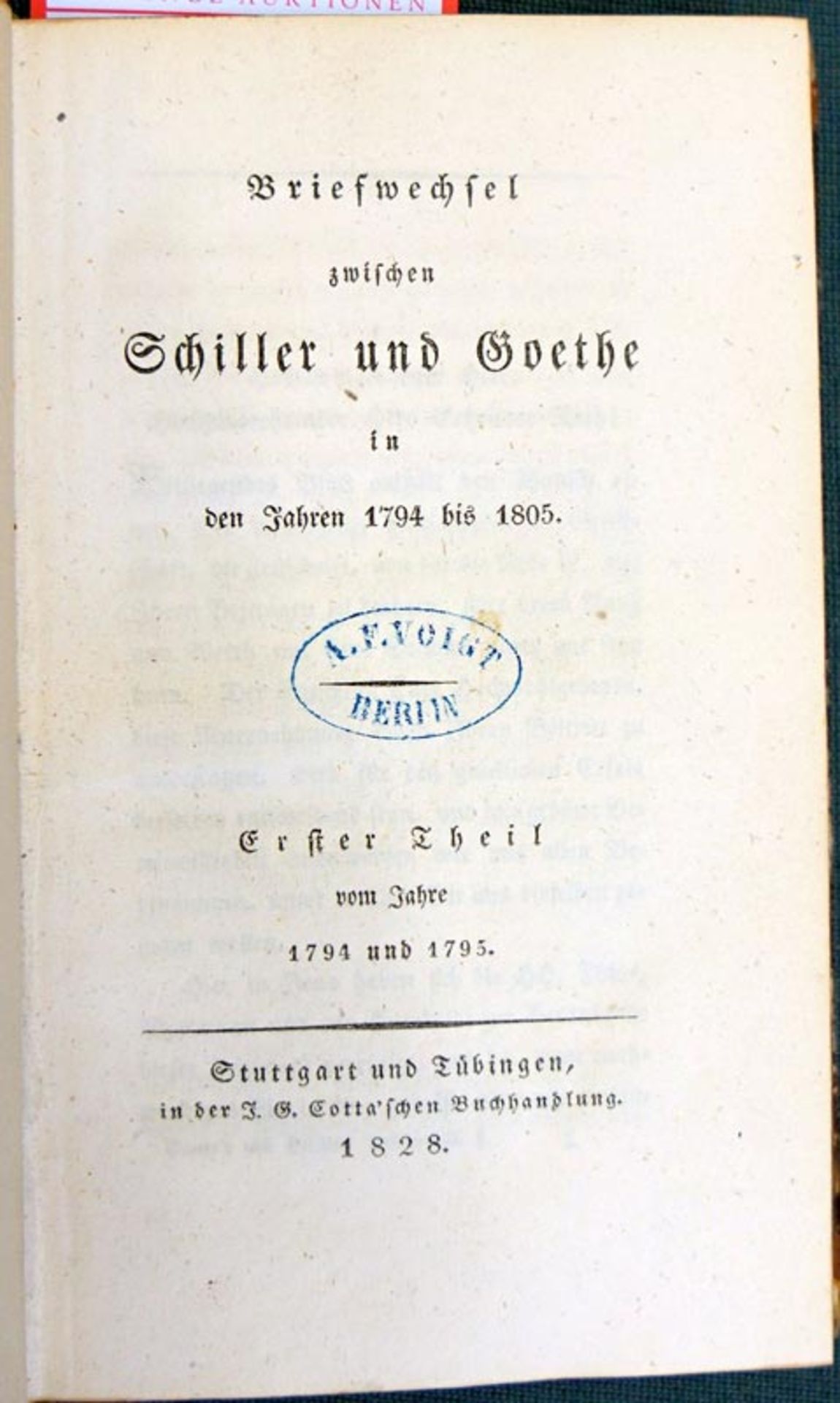 Goethe, Johann Wolfgang von: Briefwechsel zwischen Schiller und Goethe