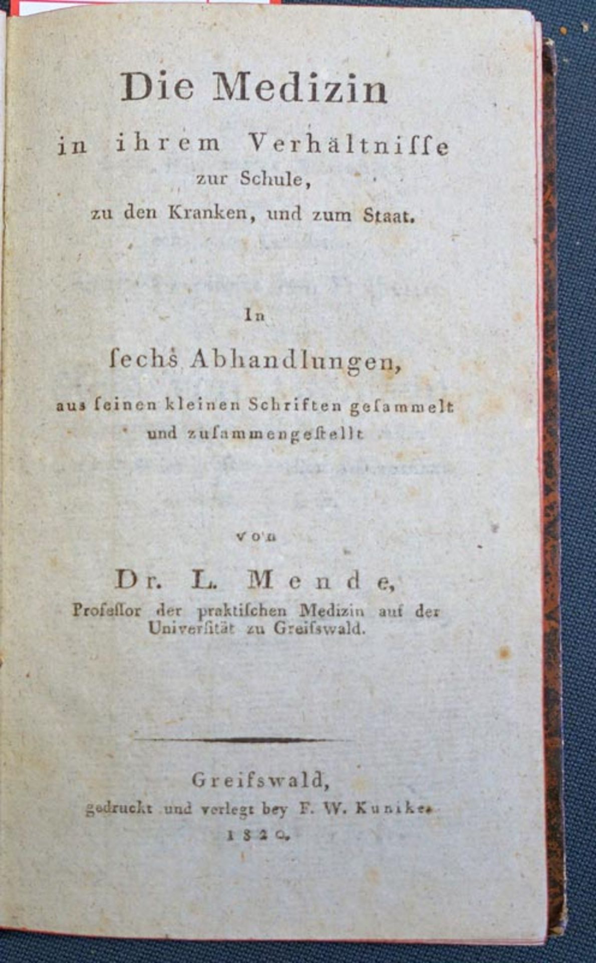 Mende, Ludwig: Die Medizin in ihrem Verhältnisse zur Schule