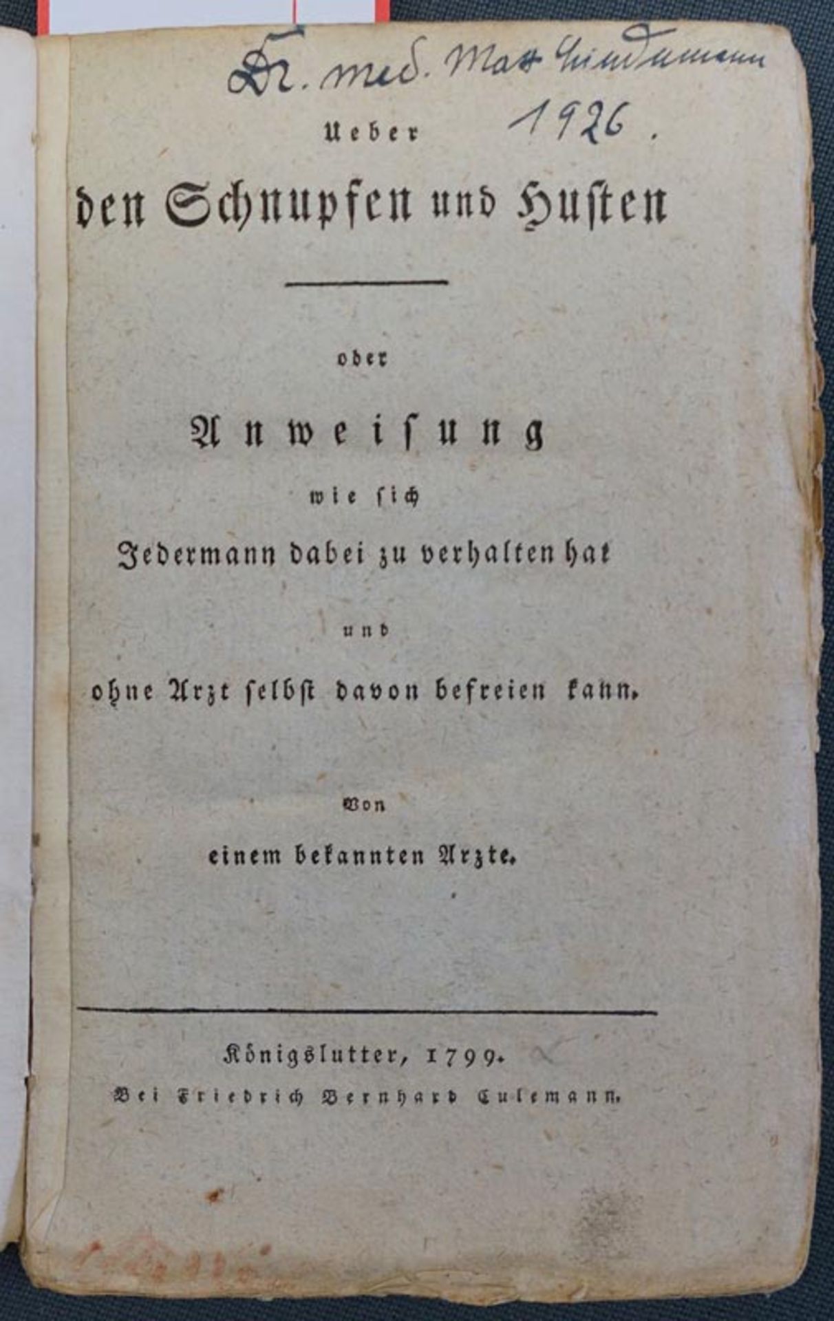 Niceus, Christian Friedrich: Ueber den Schnupfen und Husten