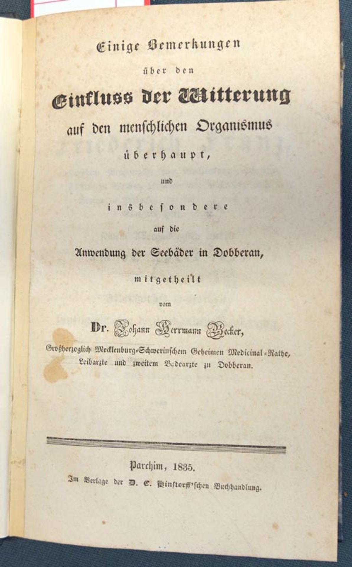 Becker, Johann Herrmann: Einige Bemerkungen über den Einfluss der Witterung