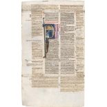 Paulus, Iunius: "De de pignoribus". Einzelblatt aus einer Handschrift um 1250