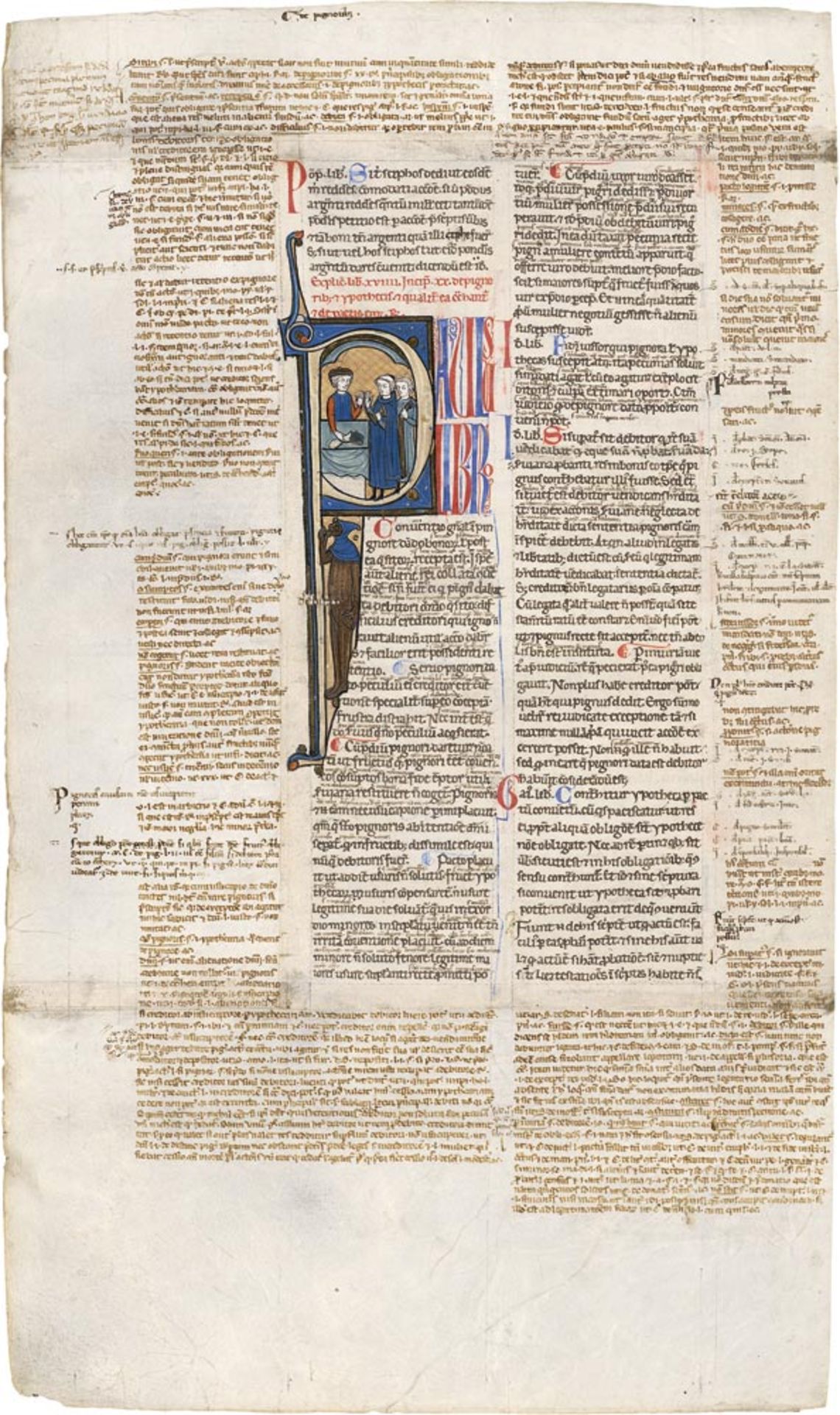 Paulus, Iunius: "De de pignoribus". Einzelblatt aus einer Handschrift um 1250
