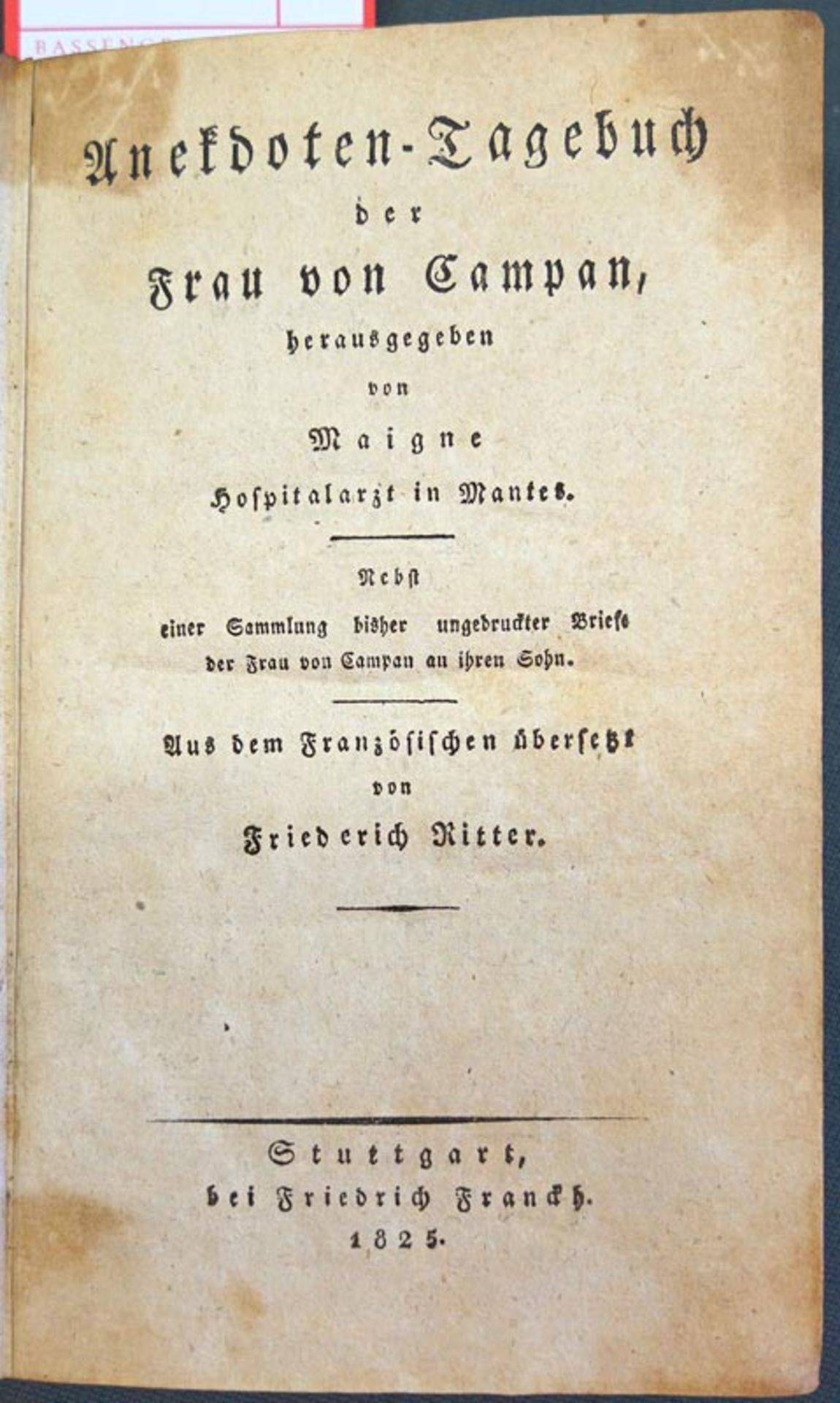 Campan, Jeanne-Louise-Henriette: Anekdoten-Tagebuch