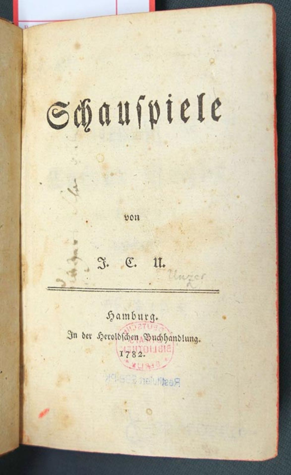 Unzer, Johann Heinrich: Schauspiele