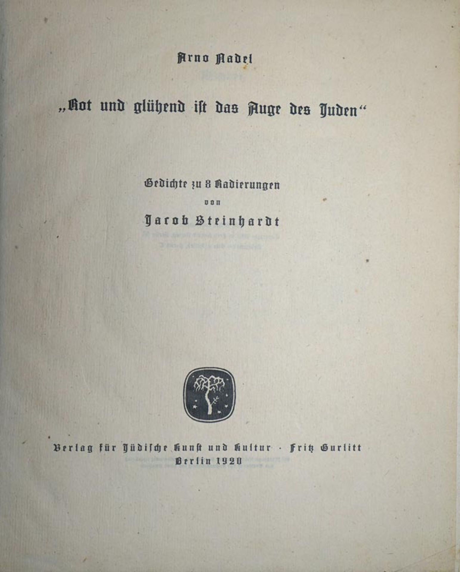 Nadel, Arno und Steinhardt, Jakob - Illustr.: "Rot und glühend ist das Auge des Juden"