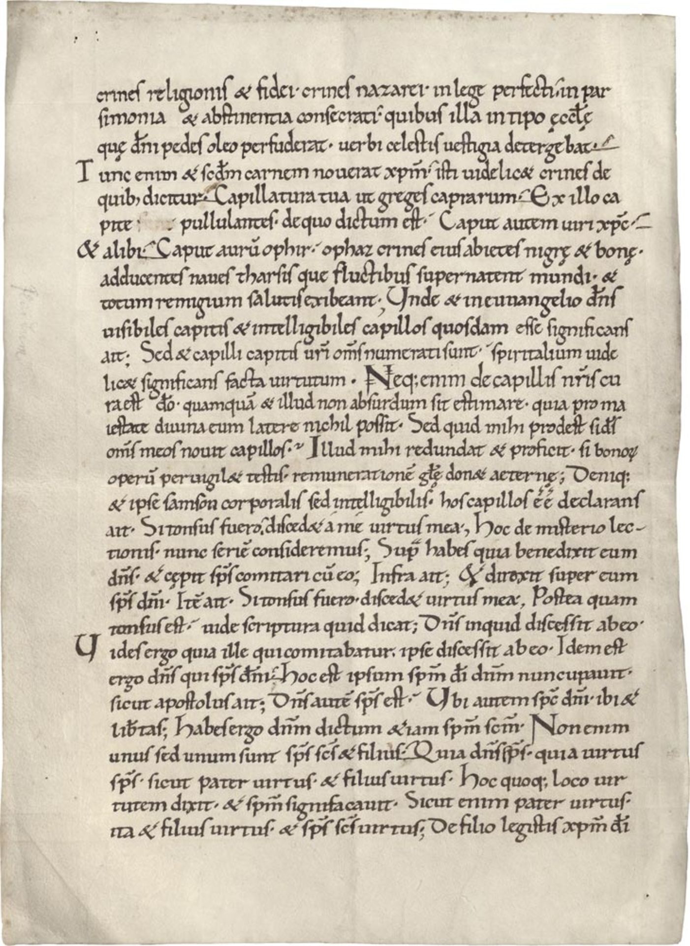 Ambrosius von Mailand: Einzelblatt einer lateinischen Handschrift auf Pergament