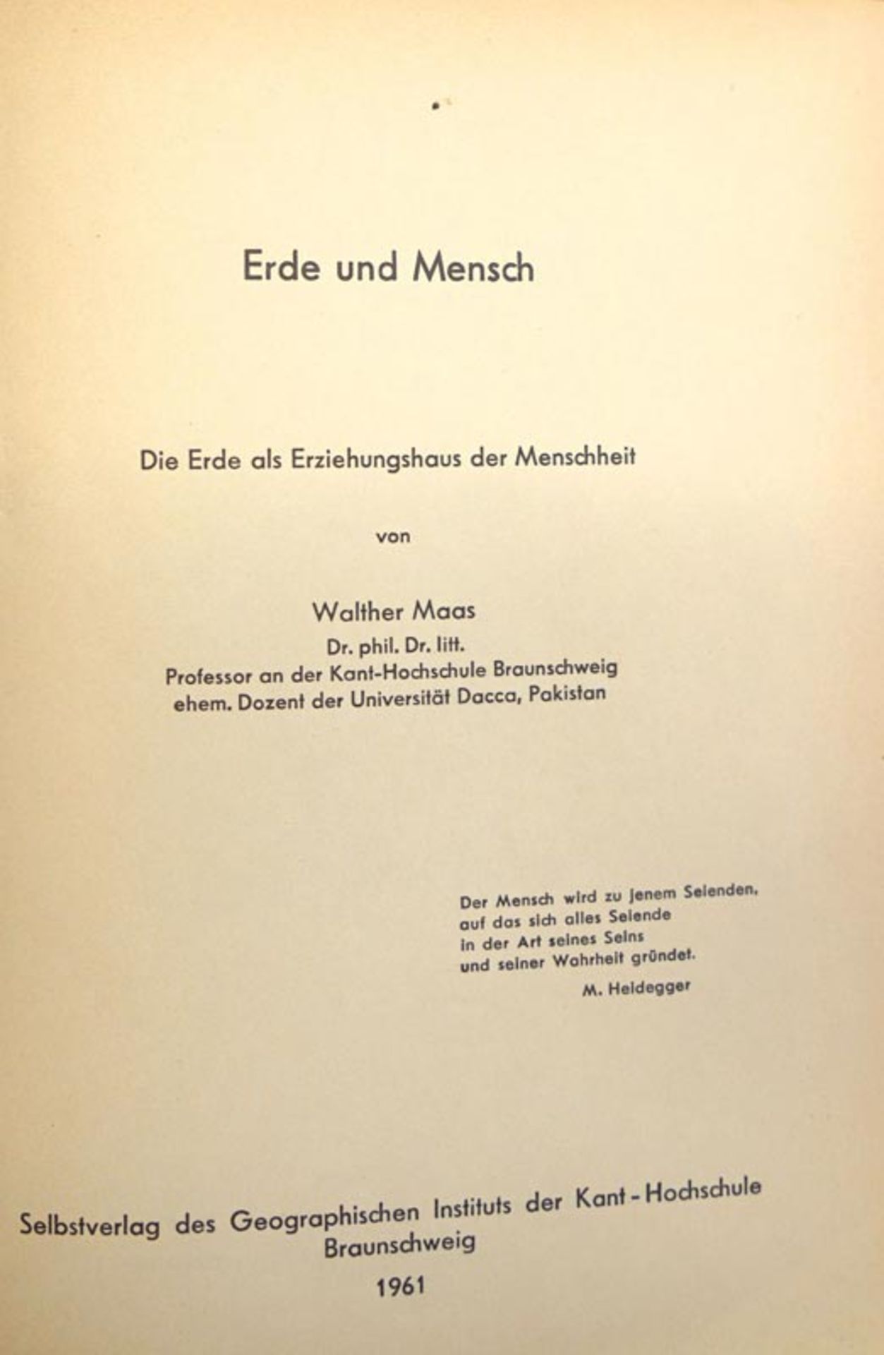 Maas, Walther: Erde und Mensch