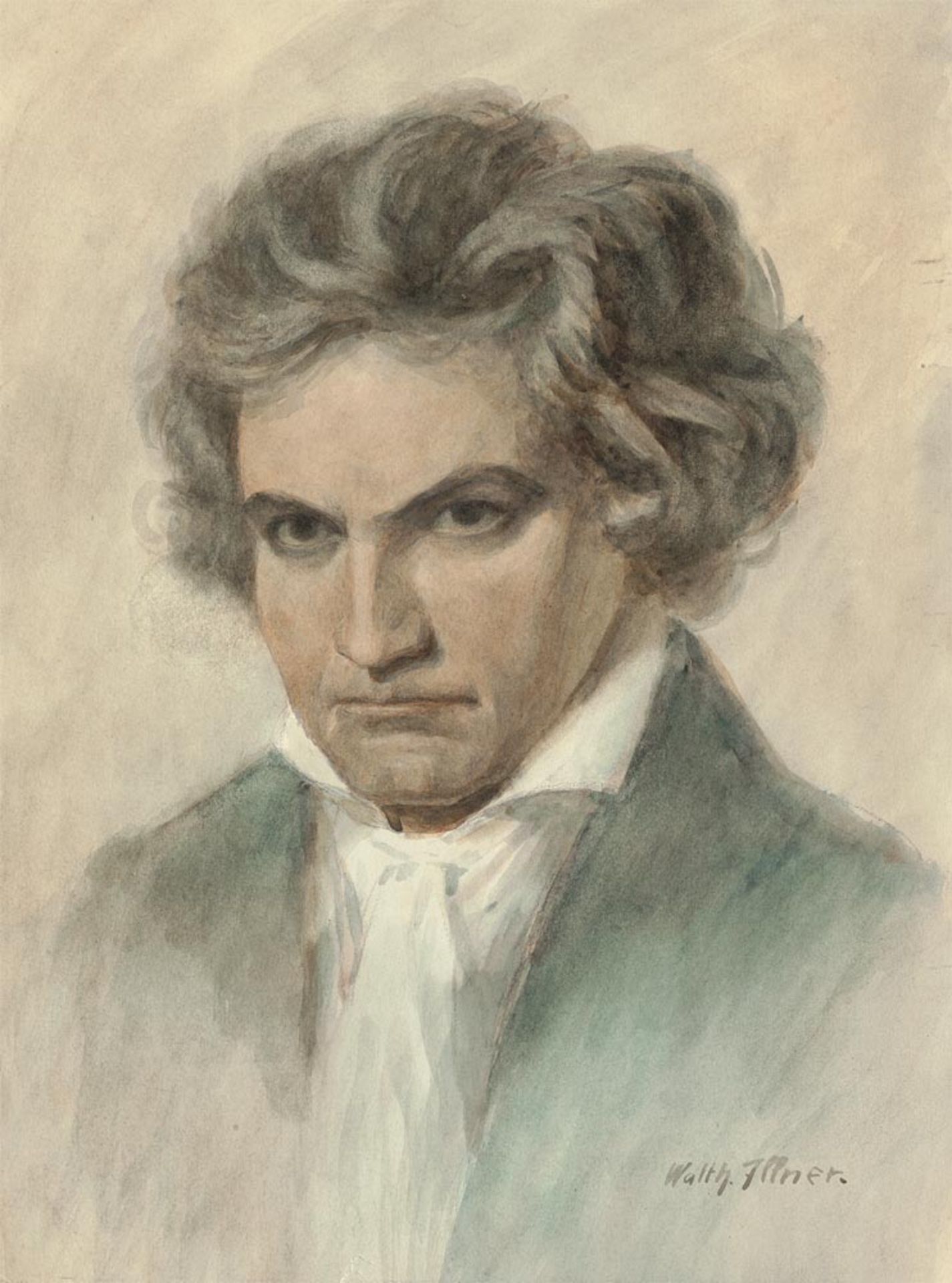 Illner, Walther: Beethoven. Originales Aquarell auf Karton