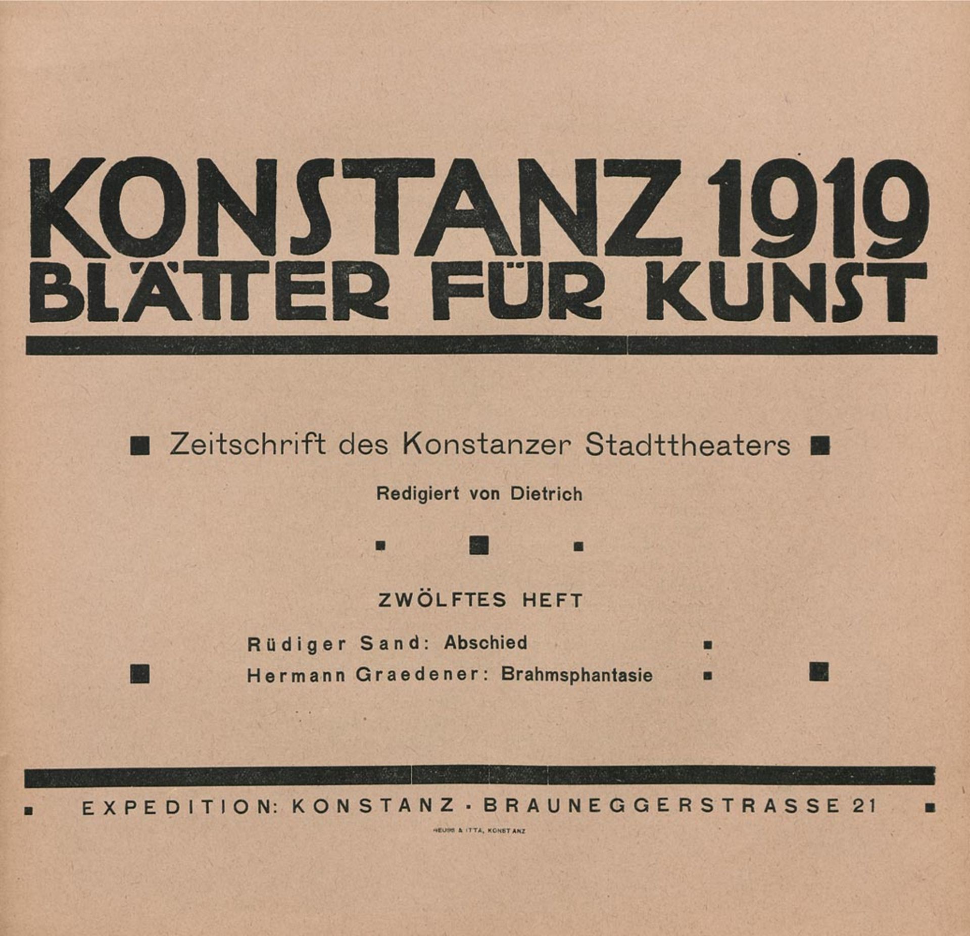Konstanz 1919: Blätter für Kunst, 7 Nummern in 6 Heften