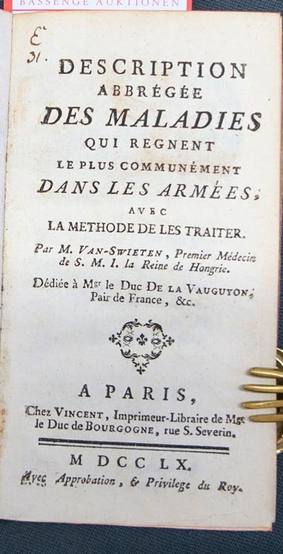 Swieten, Gerard van: Description abrégée des maladies