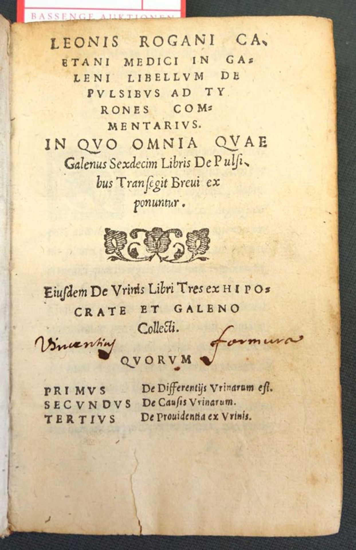 Roganus, Leo: In Galeni libellum de pulsibus ad Tyrones commentarius