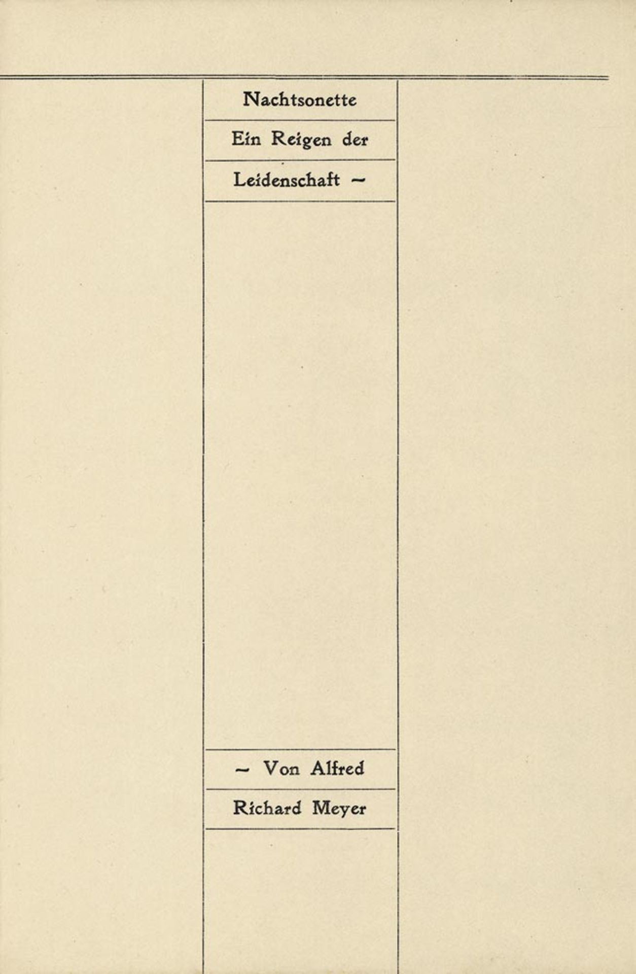 Meyer, Alfred Richard: Nachtsonette