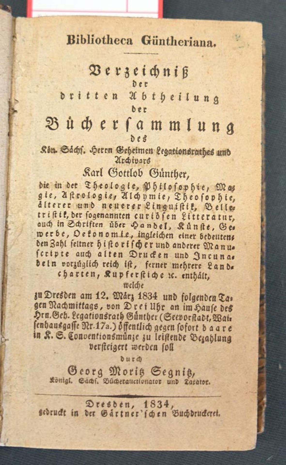 Klemm, Gustav Friedrich: Bibliotheca Güntheriana