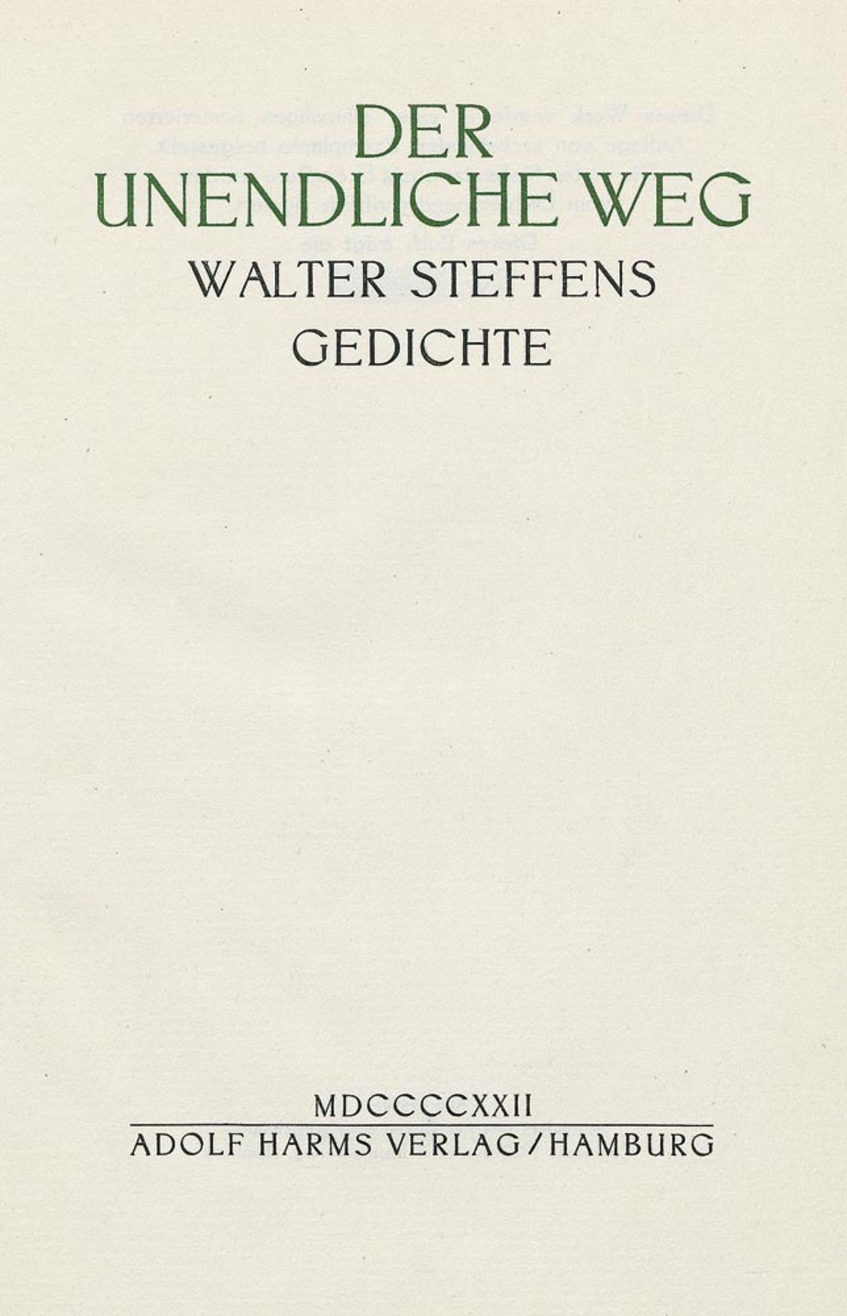 Steffens, Walter: Der unendliche Weg