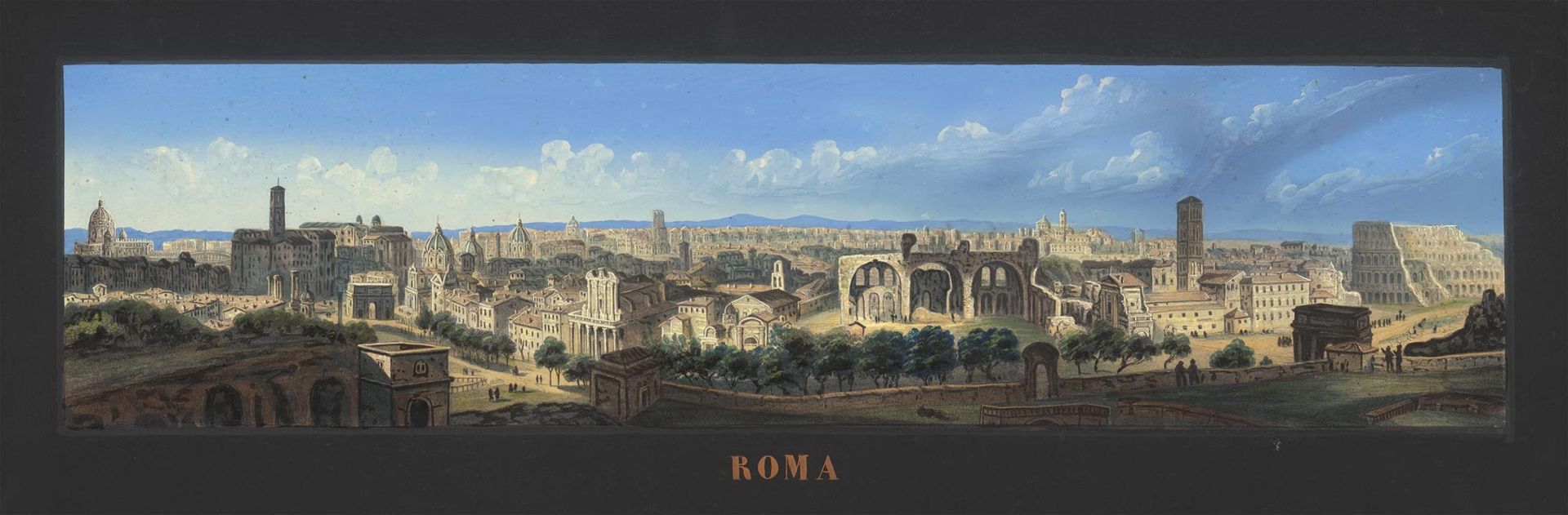 Roma: 2 große Panorama-Veduten. - Bild 2 aus 2