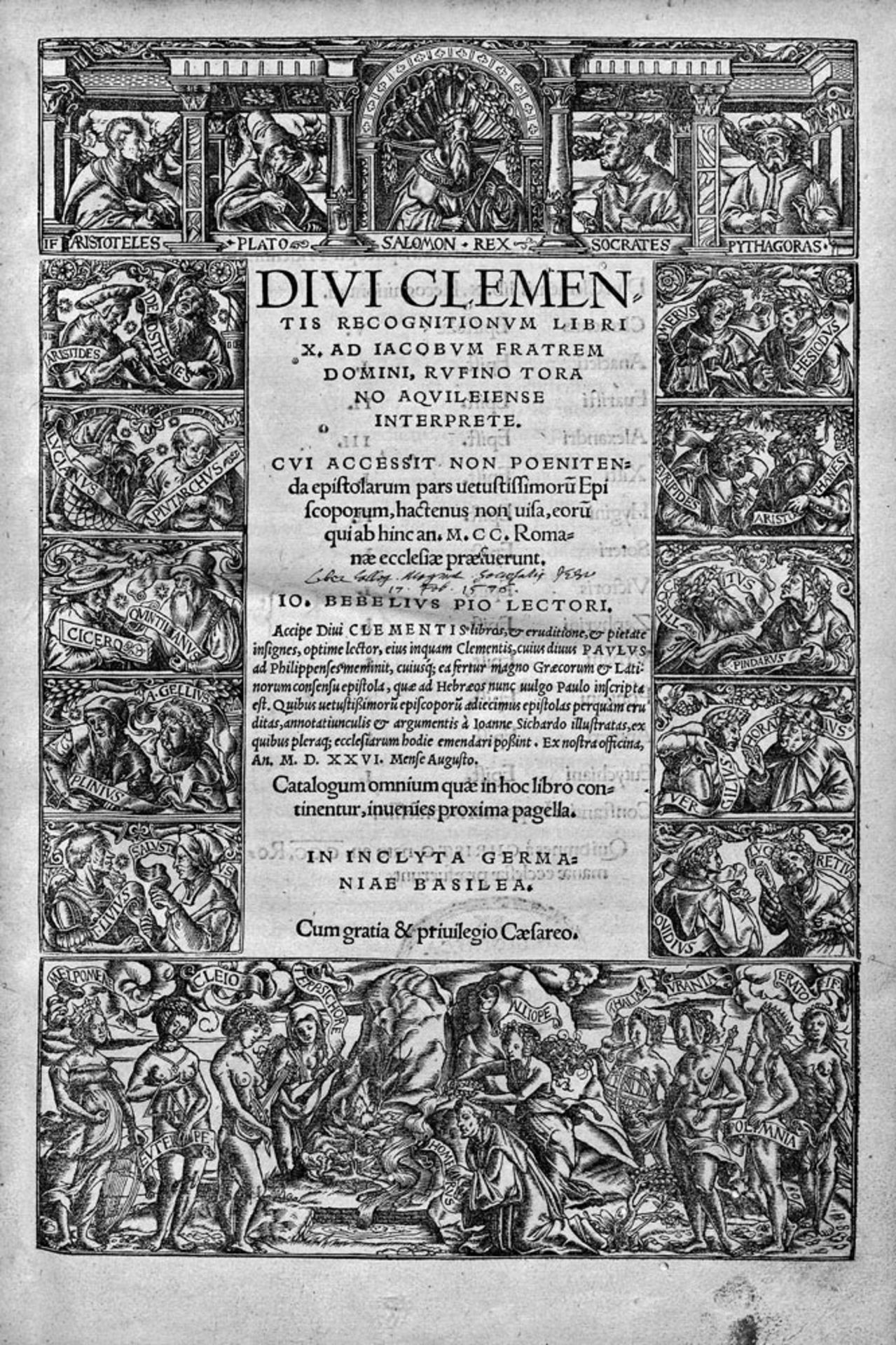 Clemens I., Papst: Divi Clementis Recognitionum Libri X. Ad Iacobum fratrem Domini