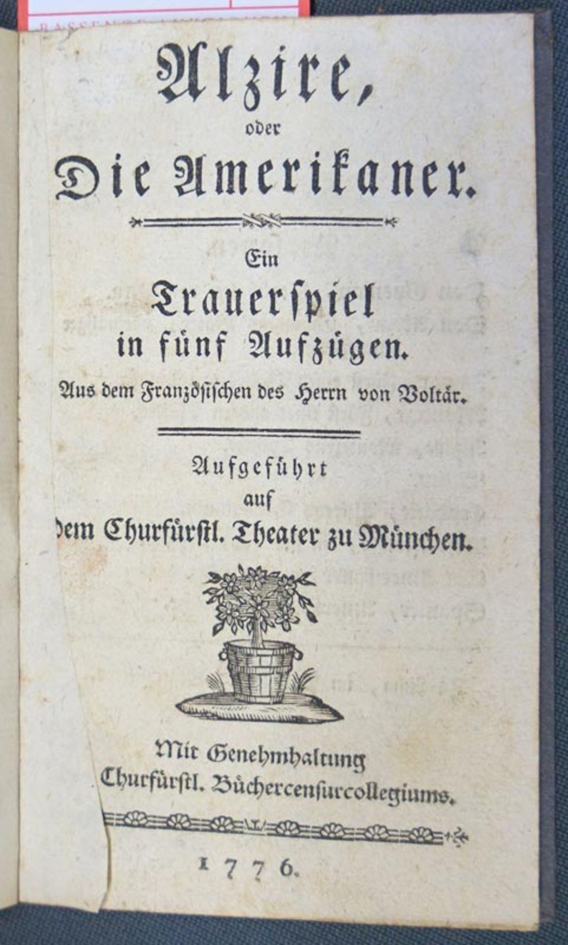 Voltaire, François-Marie Arouet de: Alzire oder Die Amerikaner