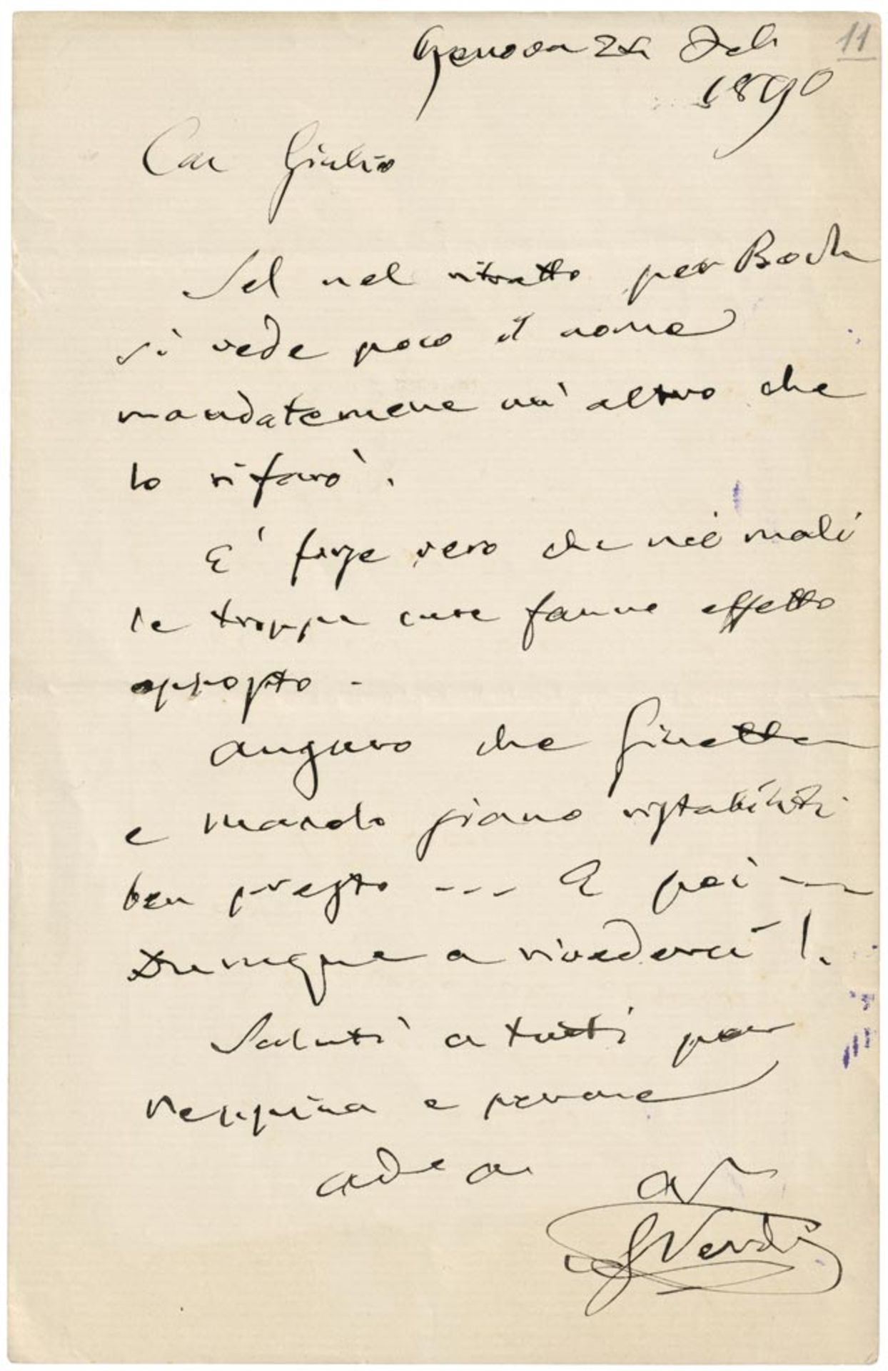 Verdi, Giuseppe: Brief 1890