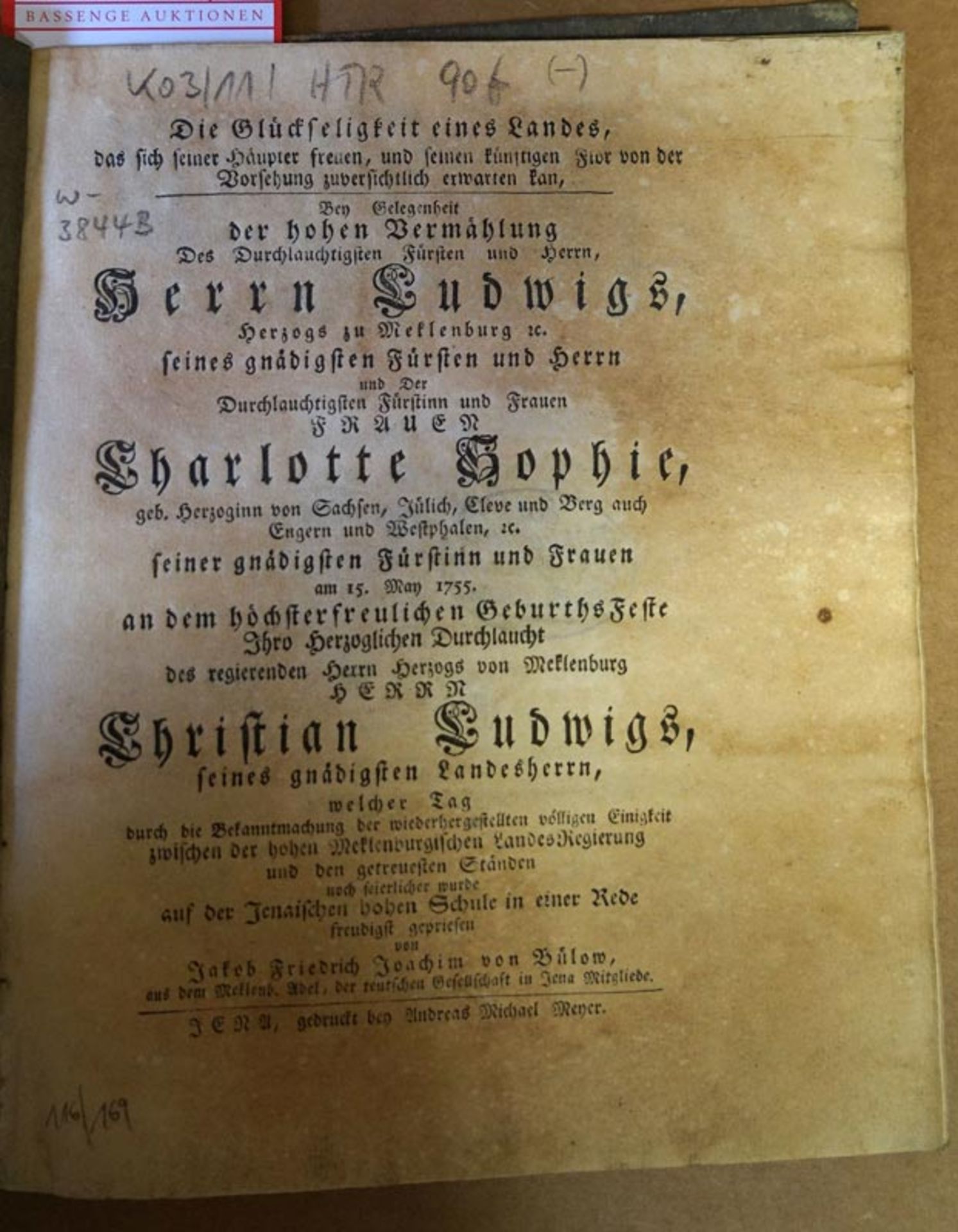 Bülow, Jakob Friedrich Joachim von und Hellfeld, Johann August: Die Glückseligkeit eines Landes(