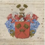Christian V. von Dänemark und Norwegen: Urkunde zur Wappenverleihung mit Unterschrift des