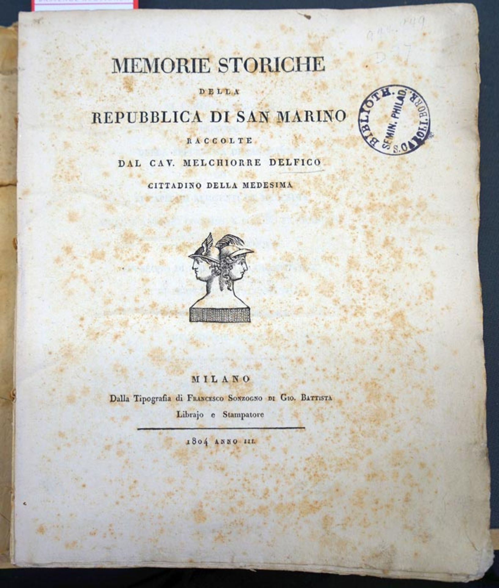 Delfico, Melchiorre: Memorie storiche della repubblica di San Marino