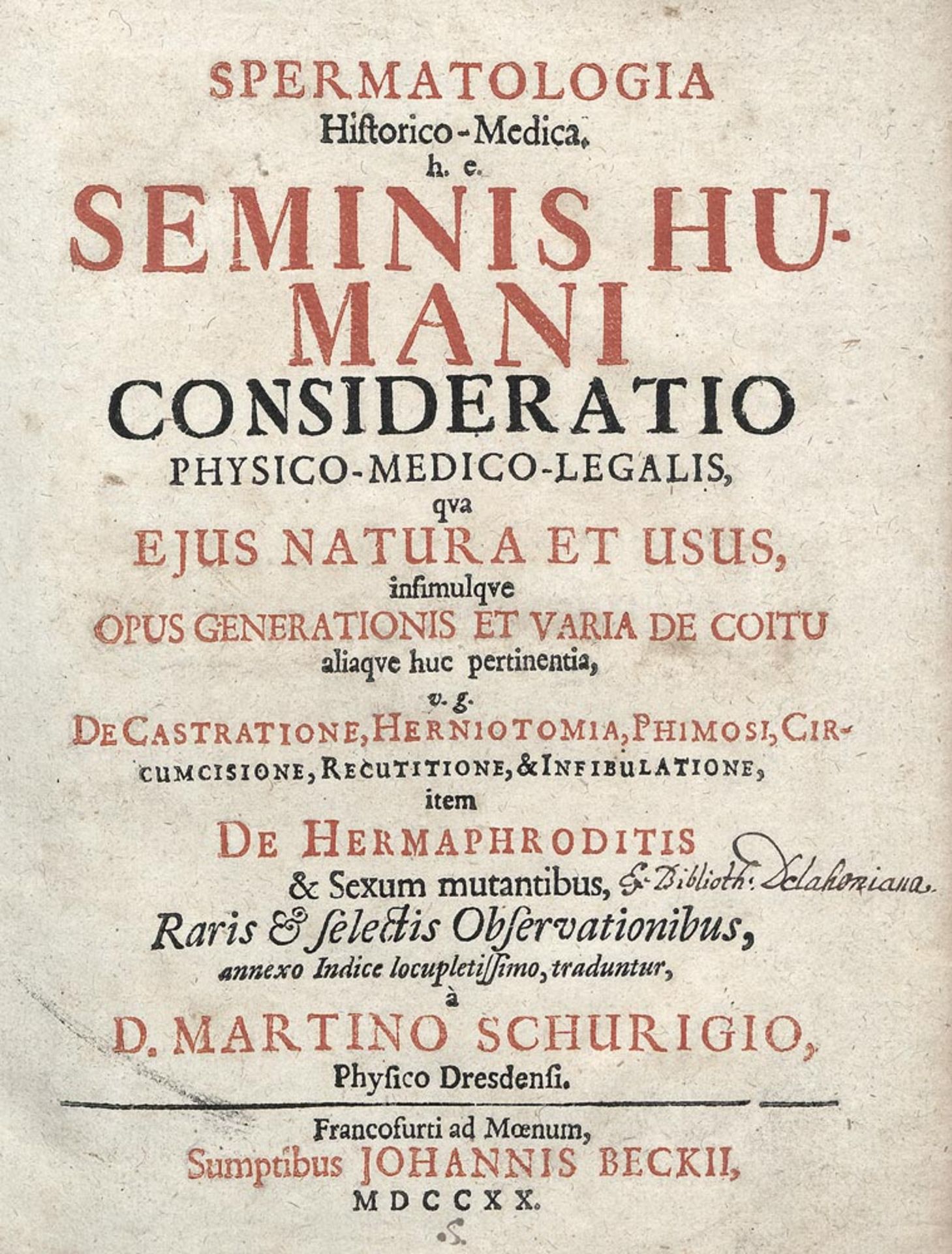 Schurig, Martin: Spermatologia historico-medica